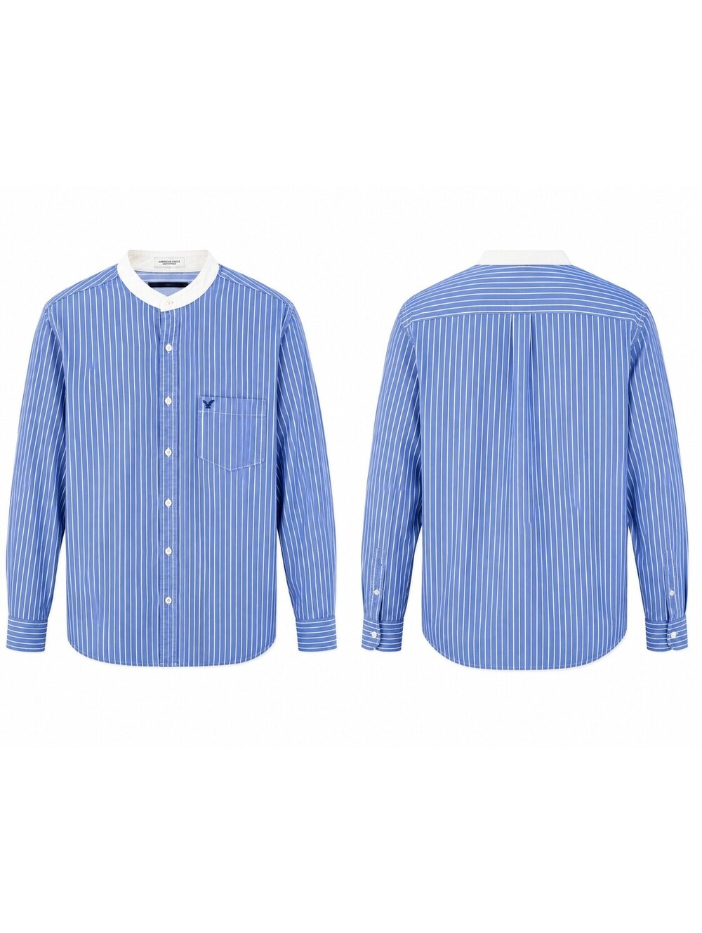 American Eagle Mens Blue White Striped Vintage Fit Button Down Shirt Size XL
